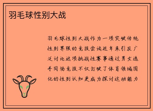羽毛球性别大战